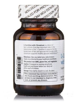 L-карнитин с хромом, L-Carnitine with Chromium, Metagenics, 30 таблеток (MET-02230), фото