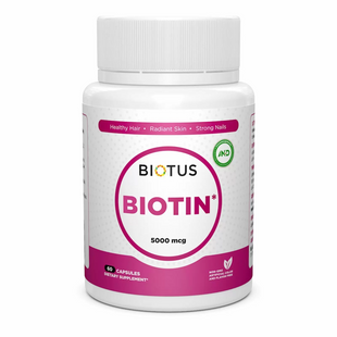 Біотин, Biotin, Biotus, 5000 мкг, 60 капсул (BIO-530326), фото