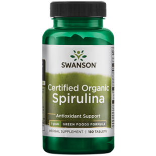 Органическая спирулина, Certified Organic Spirulina, Swanson, 500 мг, 180 таблеток (SWV-06044), фото