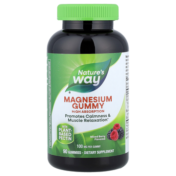 Цитрат магния 100 мг Nature's Way Magnesium Gummy | ягодный микс - 90 жевательных мармеладок, фото