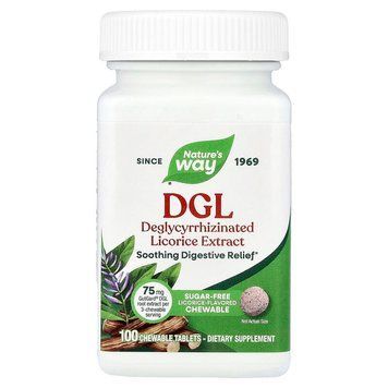 Корінь солодки екстракт 25 мг Nature's Way DGL - 100 жувальних таблеток, фото