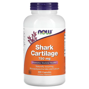 Акулий хрящ, Shark Cartilage, Now Foods, 750 мг, 300 капсул, (NOW-03272), фото