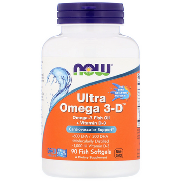 Now Foods, ультра омега 3-D, 90 капсул з риб'ячого желатину (NOW-01663), фото