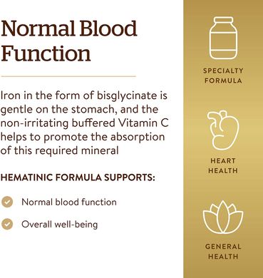 Hematinic Formula, Solgar, 100 таблеток (SOL-01380), фото