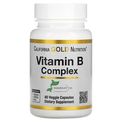 California Gold Nutrition, комплекс витаминов группы В, 60 вегетарианских капсул (CGN-01296), фото