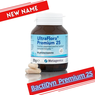 Metagenics, BactiDyn Premium 25 (БактиДин Премиум 25), UltraFlora Premium 25 (УльтраФлора Премиум 25), 60 капсул (MET-27723), фото