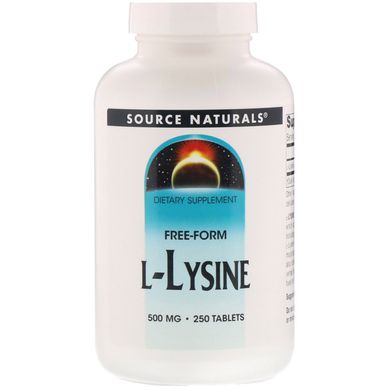Лізин, Source Naturals, 500 мг, 250 таблеток (SNS-00140), фото