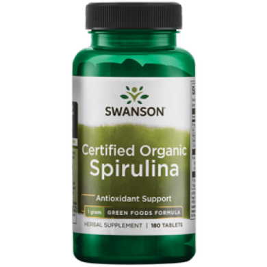 Органическая спирулина, Certified Organic Spirulina, Swanson, 500 мг, 180 таблеток (SWV-06044), фото