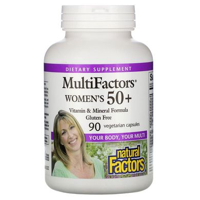 Natural Factors, MultiFactors, для женщин старше 50 лет, 90 вегетарианских капсул (NFS-01587), фото