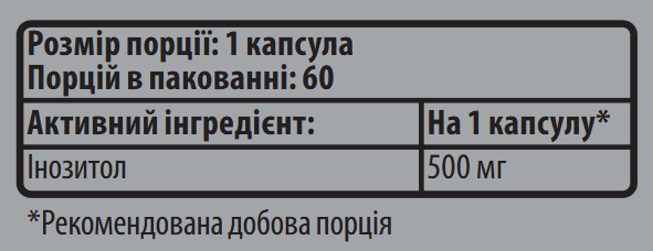 Інозитол 500 мг Sporter Inositol - 60 капсул, фото