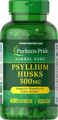 Подорожник лушпиння, Psyllium Husks, Puritan's Pride, 500 мг, 400 капсул (PTP-13244), фото