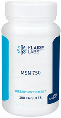 МСМ (метілсульфонілметан), MSM, Klaire Labs, 750 мг, 100 капсул (KLL-00720), фото