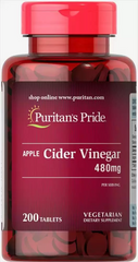 Яблочный уксус, Apple Cider Vinegar, Puritan's Pride, 480 мг, 200 таблеток (PTP-12941), фото