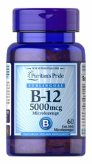 Вітамін B-12, Vitamin B-12, Puritan's Pride, сублінгвальний, 5000 мкг, 60 мікропастилок (PTP-11473), фото