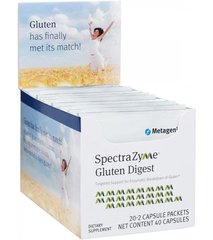 Ферменты для переваривания глютена, SpectraZyme Gluten Digest, Metagenics, 20 шт, 2-х капсульных пакетов (MET-94402), фото