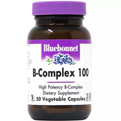 Bluebonnet Nutrition, B-Complex 100, вітаміни групи B, 50 вегетаріанських капсул (BLB-00416), фото
