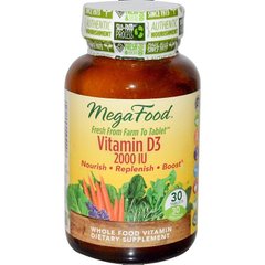 MegaFood, вітамін D3, 50 мкг (2000 МО), 30 таблеток (MGF-10220), фото