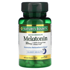 Nature's Bounty, мелатонін, смак натуральної вишні, 10 мг, 45 таблеток, що швидко розчиняються (NRT-52802), фото