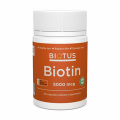Биотин, Biotin, Biotus, 5000 мкг, 30 капсул (BIO-530333), фото