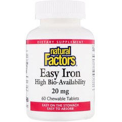 Железо, Natural Factors, 20 мг, 60 таблеток (NFS-01647), фото