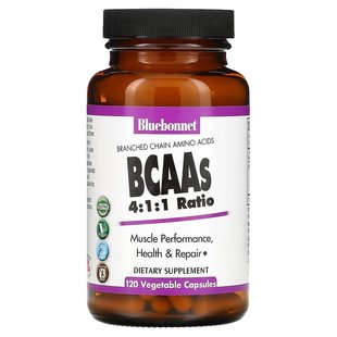 Bluebonnet Nutrition, BCAA у співвідношенні 4:1:1, 120 рослинних капсул (BLB-01590), фото