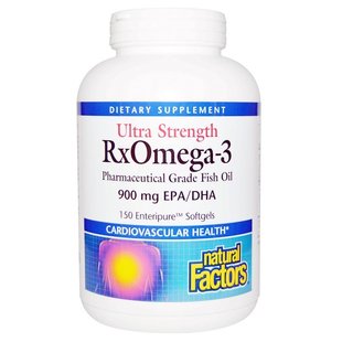 Риб'ячий жир, Омега 3, RxOmega-3, Natural Factors, 150 капсул (NFS-35493), фото