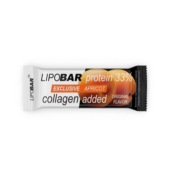 Батончик LipoBar Exclusive Protein Bar 33%, збагачений біоактивним колагеном Peptan, абрикос, 50 г - 1/20 (LIP-48015), фото
