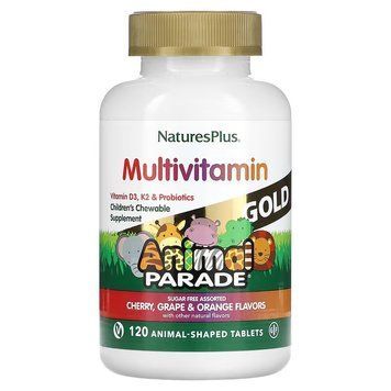 Nature's Plus, Source of Life, Animal Parade Gold, жувальні мультивітаміни з мікроелементами для дітей, асорті, 120 таблеток у формі тварин (NAP-29928), фото