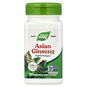 Корень азиатского женьшеня 560 мг Nature's Way Asian Ginseng - 50 веганских капсул, фото