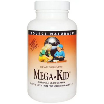 Source Naturals, Mega-Kid, жувальні мультивітаміни, для дітей віком від 2 до 10 років, смак натуральних ягід, 30 жувальних таблеток (SNS-01793), фото