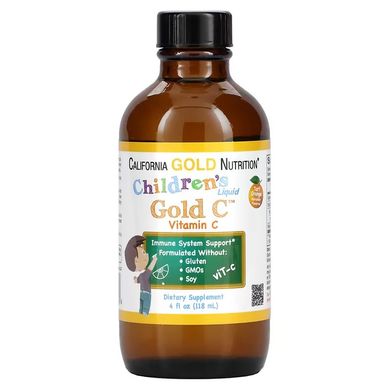 California Gold Nutrition, вітамін C у рідкій формі для дітей, класу USP, зі смаком терпкого апельсина, 118 мл (CGN-01099), фото