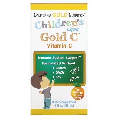 California Gold Nutrition, витамин C в жидкой форме для детей, класса USP, со вкусом терпкого апельсина, 118 мл (CGN-01099), фото