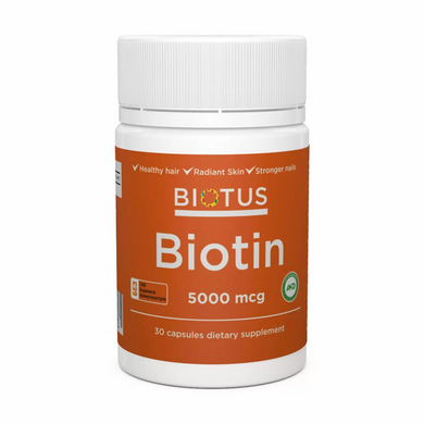 Біотин, Biotin, Biotus, 5000 мкг, 30 капсул (BIO-530333), фото