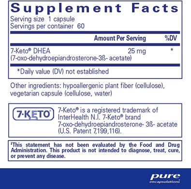 Pure Encapsulations, 7-Keto DHEA, 25 мг, 60 капсул (PE-00399), фото