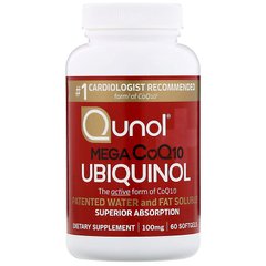 Qunol, Ubiquinol, Mega CoQ10, 100 мг, 60 м'яких желатинових капсул (QNL-00128), фото