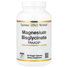 California Gold Nutrition, бісгліцинат магнію, з TRAACS®, 200 мг, 240 рослинних капсул (CGN-01902), фото