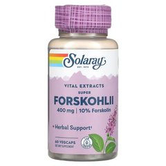 Форсколин, Super Forskohlii, Solaray, Ayurvedic Herbs, 400 мг, 60 капсул (SOR-64475), фото