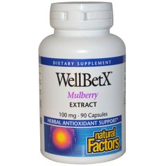 Шовковиця, WellBetX, Mulberry Extract, Natural Factors, 100 мг, 90 капсул (NFS-03584), фото