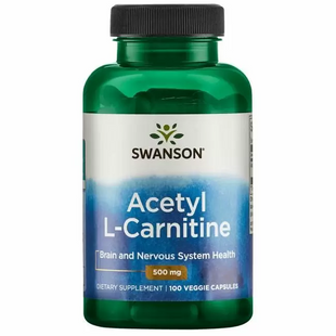 Ацетил карнитин, Acetyl-L Carnitine, Swanson, 500 мг, 100 вегетарианских капсул (SWV-11649), фото