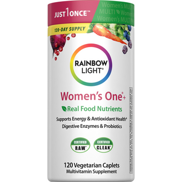 Мультивітаміни для жінок Rainbow Light Women's One + Real Food Nutrients 120 вегетаріанських таблеток, фото