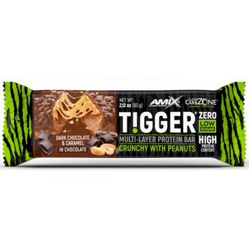 Amix, Батончик TiggerZero Multi-Layer Protein Bar, темний шоколад та карамель, 60 г, - 1/20 (818042), фото