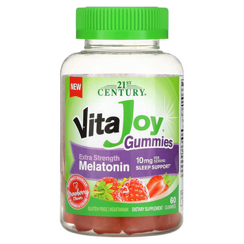 21st Century, VitaJoy&reg;, жевательные таблетки с мелатонином, со вкусом клубники, 60 жевательных таблеток (CEN-28037), фото