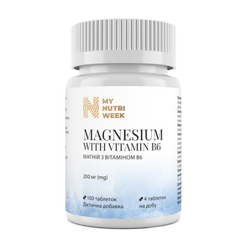 My Nutri Week, Magnesium with Vitamin B6, Магній та вітамін В6, 50 мг, 100 таблеток (MNW-532627), фото