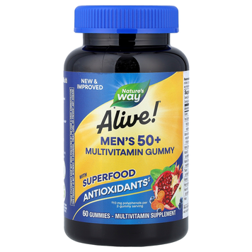 Мультивітаміни для чоловіків 50+ Nature's Way Alive! Men's 50+ Gummy Multivitamin | фрукти - 60 жувальних мармеладок, фото