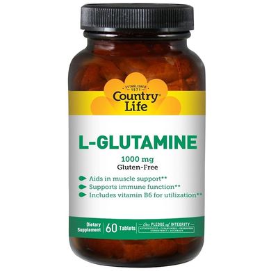 Country Life, L-глютамин, 60 таблеток (CLF-01191), фото