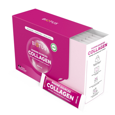 Biotus, Marine Sourced Collagen Peptid, Морський колаген з гіалуроновою кислотою та вітаміном С, 30 стіків по 5,15 г (BIO-531811), фото
