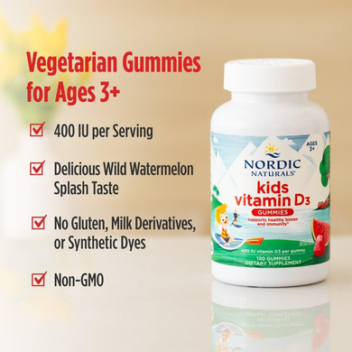 Nordic Naturals, Жувальні цукерки з вітаміном D3 для дітей, 400 МО, 60 жувальних цукерок (NOR-31143), фото