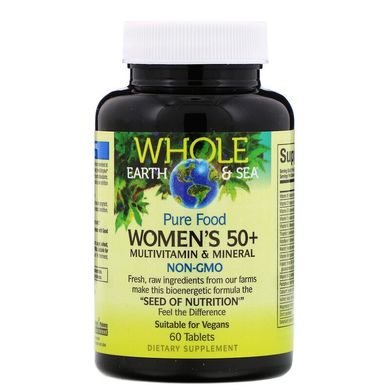 Natural Factors, Whole Earth & Sea, мультивитаминный и минеральный комплекс для женщин старше 50 лет, 60 таблеток (NFS-35501), фото