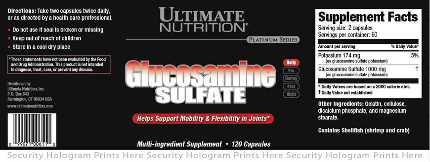 Ultimate Nutrition, Глюкозамин, 1000 мг, 120 капсул (ULN-00611), фото