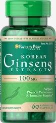 Корейский женьшень, Korean Ginseng Standardized, Puritan's Pride, 100 мг, 60 капсул (PTP-11871), фото